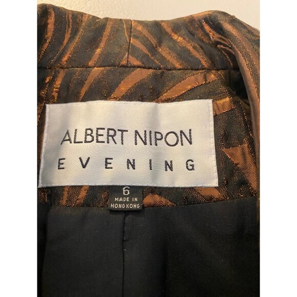 Vintage Albert Nipon Evening Blazer Jacket Size 6 Black & Bronze - Picture 3 of 11